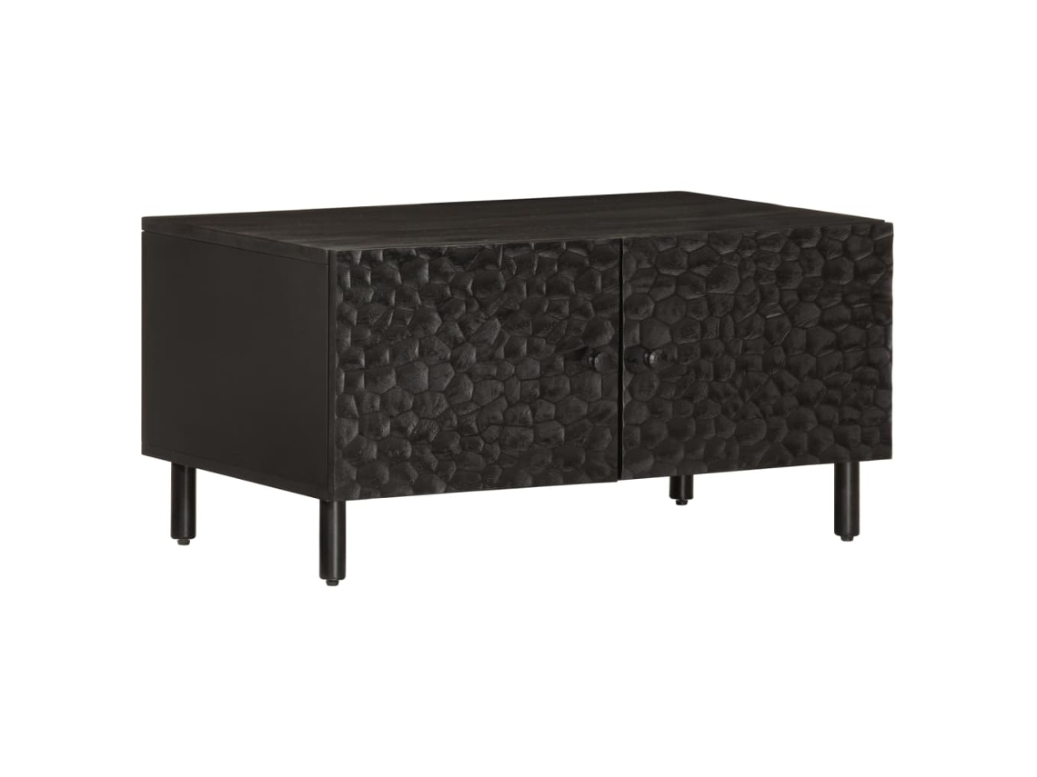 Vidaxl Mesa De Centro 80x50x40 Cm Madeira De Mangueira Maciça Preto