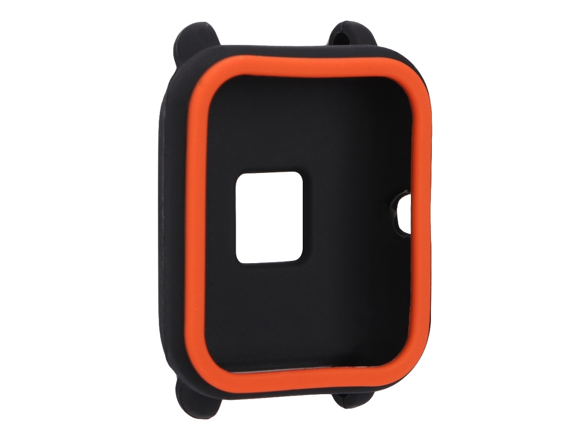 Aetheria capa Protetora de Silicone Macio Bicolor para Relógio Inteligente Huami Versão Juvenil Preto Laranja