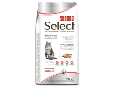 Ração PICART SELECT Sensitive Sterilised/Light Seca para Gato Adulto com Sensibilidades Salmão, Truta e Arroz (Quantidade: 8 kg)