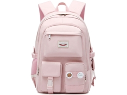 Mochila de Ensino Médio Rosa com Alças Descobertas
