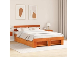 Vidaxl Estrutura Da Cama Com Cabeceira Marrom Cera 140 X 200 Cm