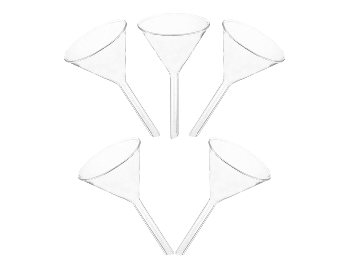 Conjunto De 5 Funis De Vidro Branco Para Experimentos De Química, Fáceis De Usar.
