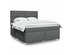 Vidaxl Cama Com Molas/colchão 180x200 Cm Tecido Cinzento-escuro