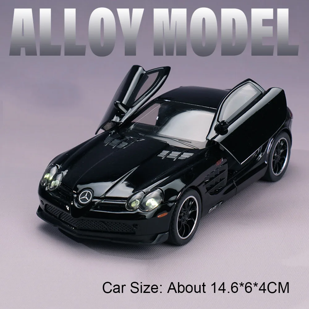 (slr Preto) 1:32 - Miniatura De Carro Esportivo - Liga Leve - Música E Luzes