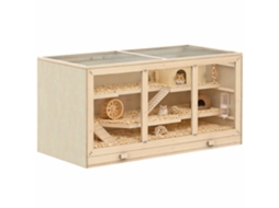 Gaiola Para Hamster/gerbil, 2 Níveis, Teto Que Abre, Janelas, Casinha, 2 Escadas, 115 X 57 X 55 Cm, Efeito Madeira Natural
