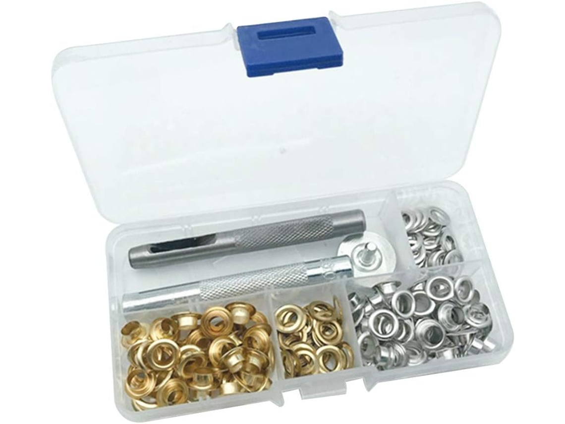 Kit Com 100 Ilhós De Metal E Ferramentas Para Artesanato Em Roupas
