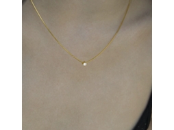Lágrimas de Sereia em Prata Pura S925, com Zircão Único de 4 Mm, Brilho Intenso e Acabamento Extremamente Fino, Colar MDUG (dourado)