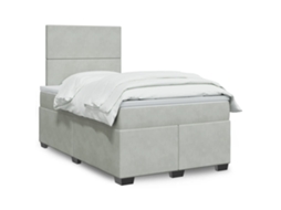 Vidaxl Cama Boxspring C/ Colchão 120x200 Cm Veludo Cinzento-claro