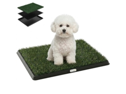 Tapete para Cachorro com Bandeja e Grama Artificial. 63 X 50,5 Cm. Verde Ge