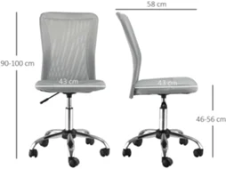 Cadeira de Escritório Aço, Malha, Espuma e Nylon Cor Cinzento 43x58x90-100 cm Vinsetto