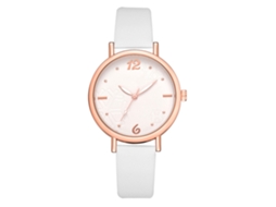 Relógio de Quartzo Feminino Estilo Vintage Pulseira de Couro Pu Fashion Clássico Branco