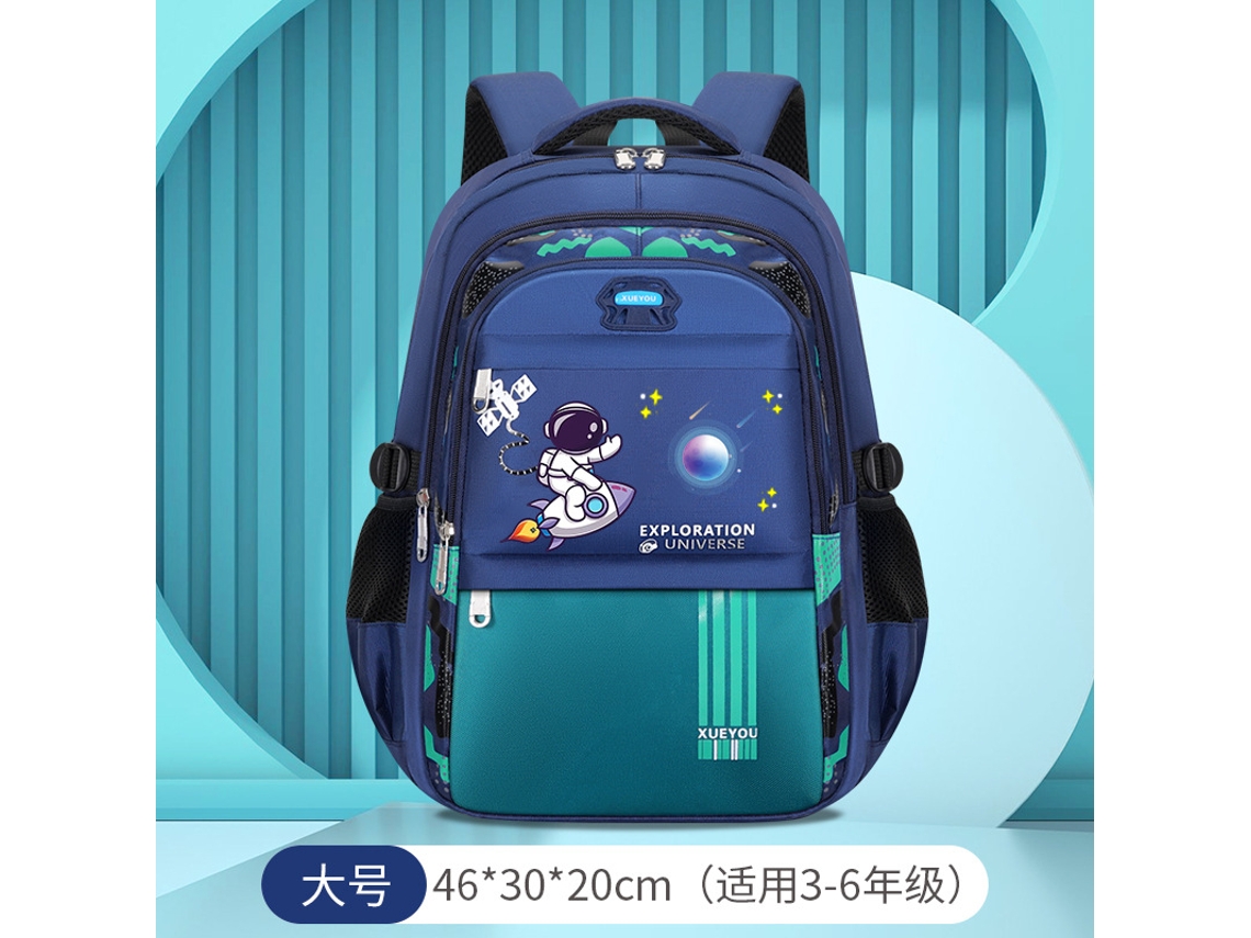 Mochila Escolar - Leve, Com Proteção Para A Coluna, Grande Capacidade, Impermeável E Com Estampa.tamanho Grande Em Azul Royal E Verde