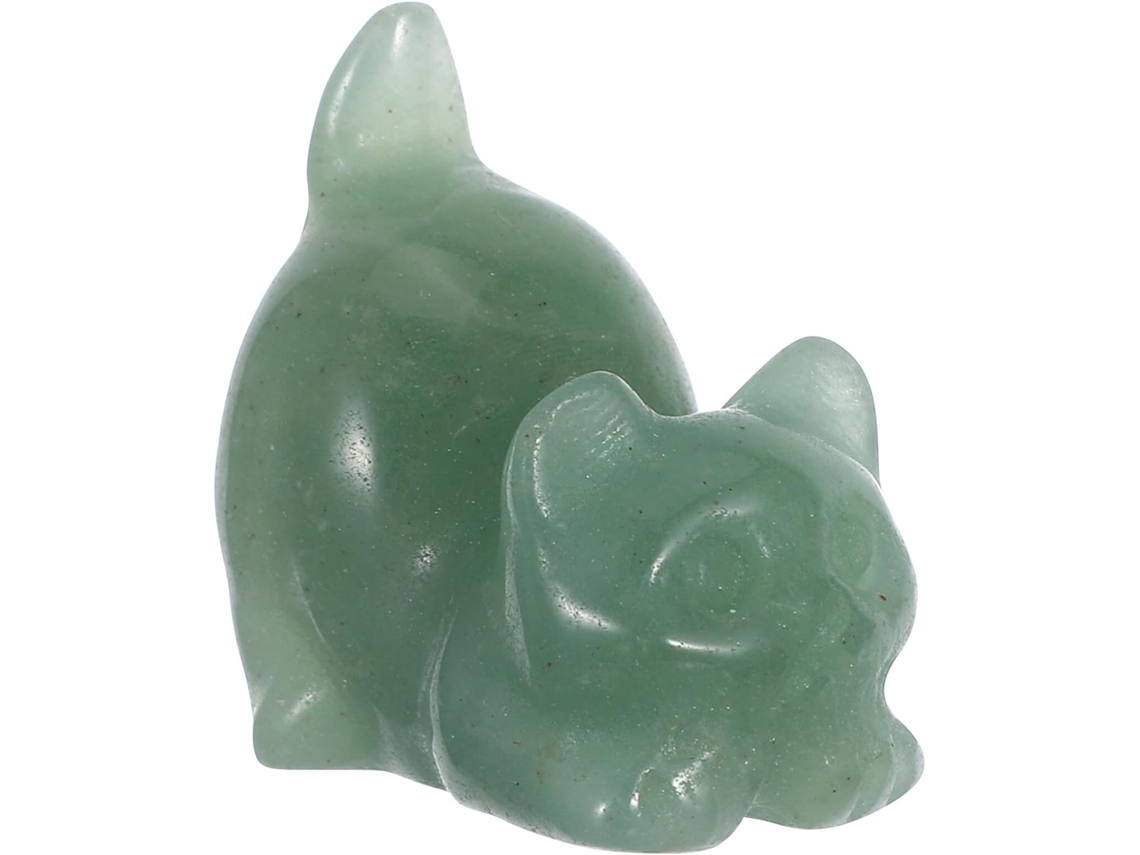 De Gato Em Cristal Natural Verde Eastlake, Pequena Estátua Decorativa Para Mesa, Ornamento Fofo Para Coleção E Gokoco