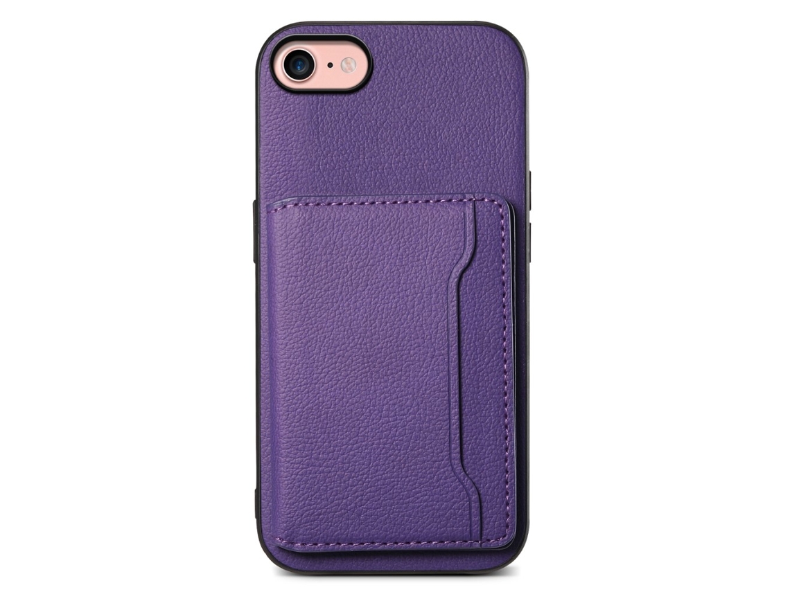 Capa Em Tpu Textura De Gémeo, Com Suporte E Porta-cartões Para Apple Iphone 7 / 8 / Se (2020) / Se (2022) - Roxo