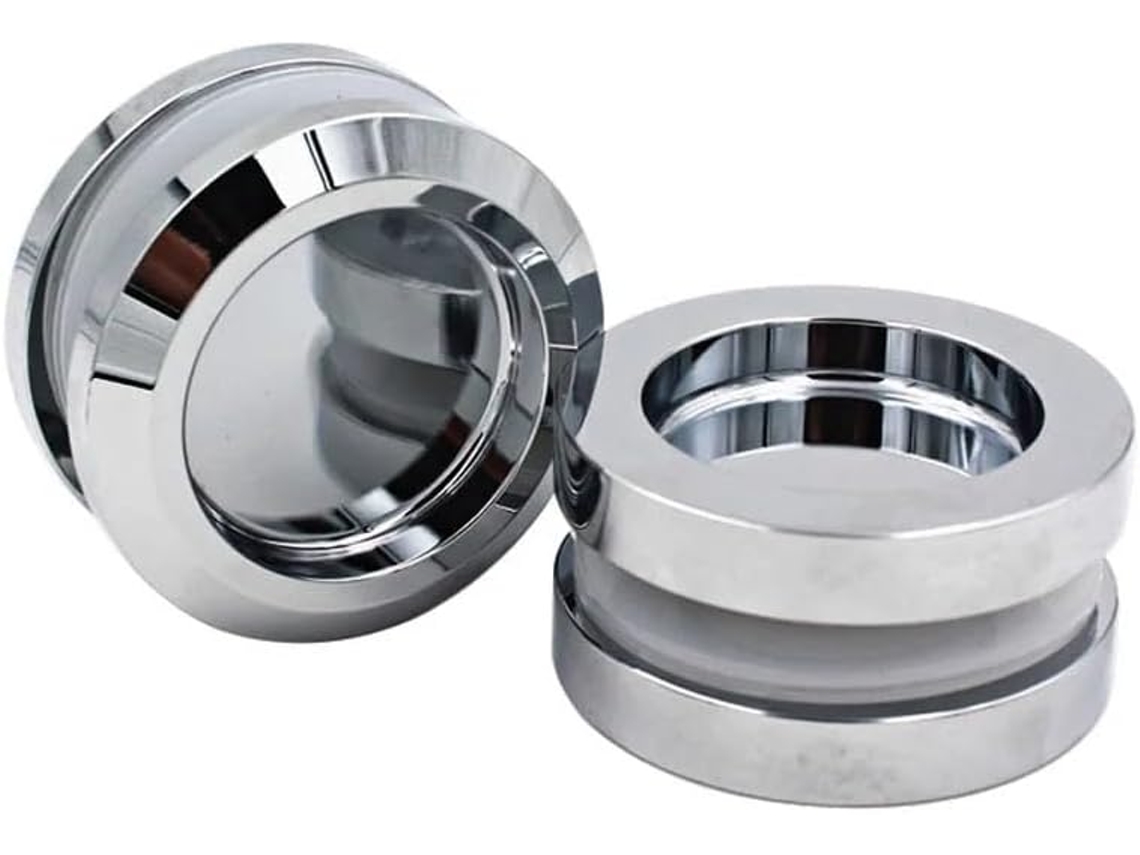 Puxador De Porta Chuveiro Banheira Em Liga Zinco, Plano E Redondo, Com Acabamento Prateado, Dupla Face Plano, 40mm
