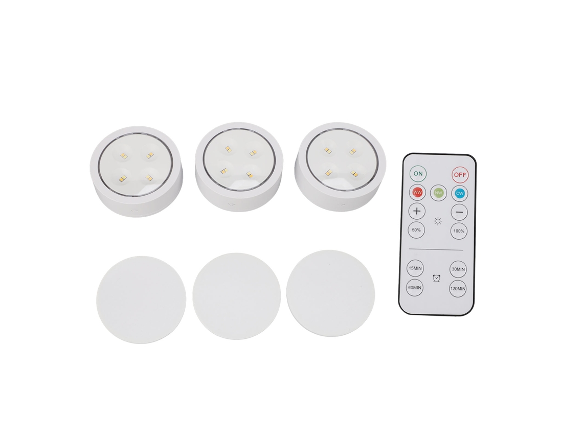3pcs Luz Led com Controle Remoto Abs Lâmpada Noturna Decoração para Armário Cozinha | S/MARCA