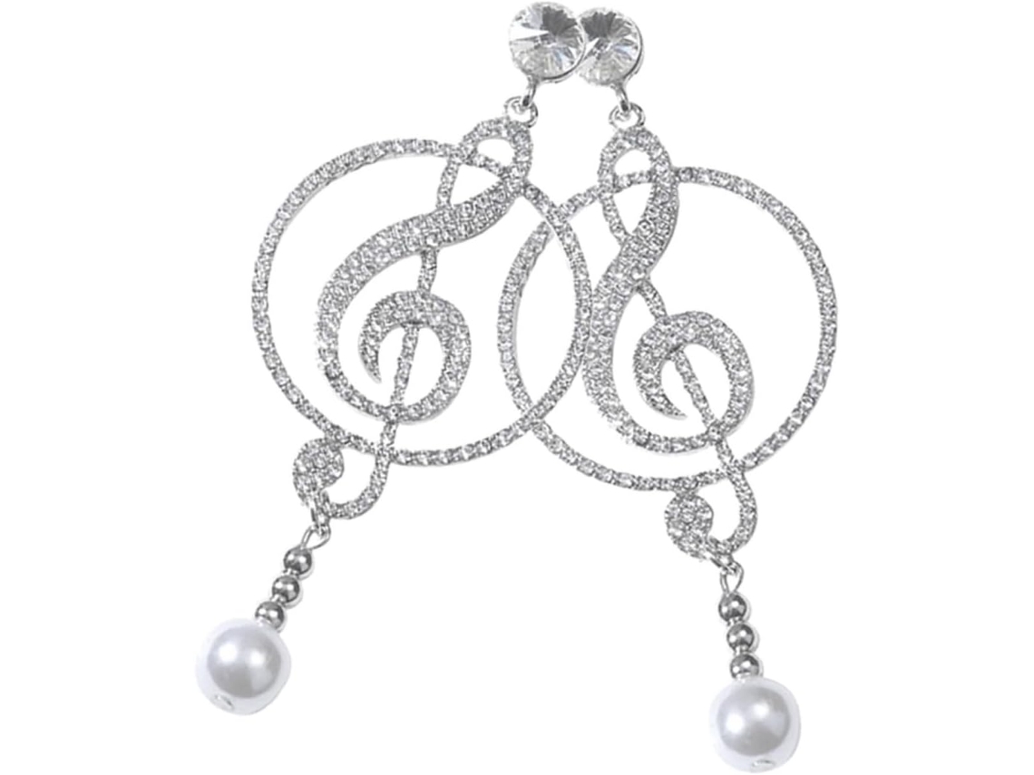 Brincos Musicais Pendentes Em Prata De Lei 925 Brilhante, Femininos, Para Noite E Festivais.
