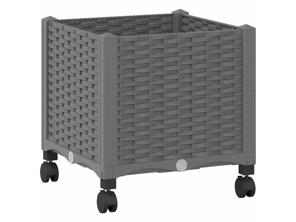 Vidaxl Vaso De Jardim Com Rodas Cinzento-claro 40 X 40 X 48 Cm Pp