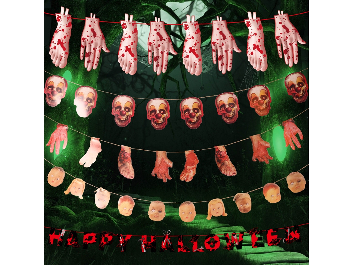 Conjunto de 5 peças de decoração de Halloween com bandeira de papel BRILVIBERA