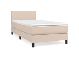 Cama com Molas Couro Artificial Cappuccino MAISON EXCLUSIVE 80x200 cm