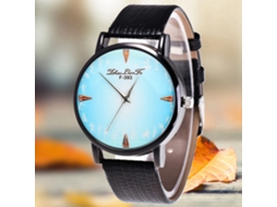 Reloj De Cuarzo De Pareja Con Correa De Cuero Pu Dial Azul Simple Zhoulianfa Negro