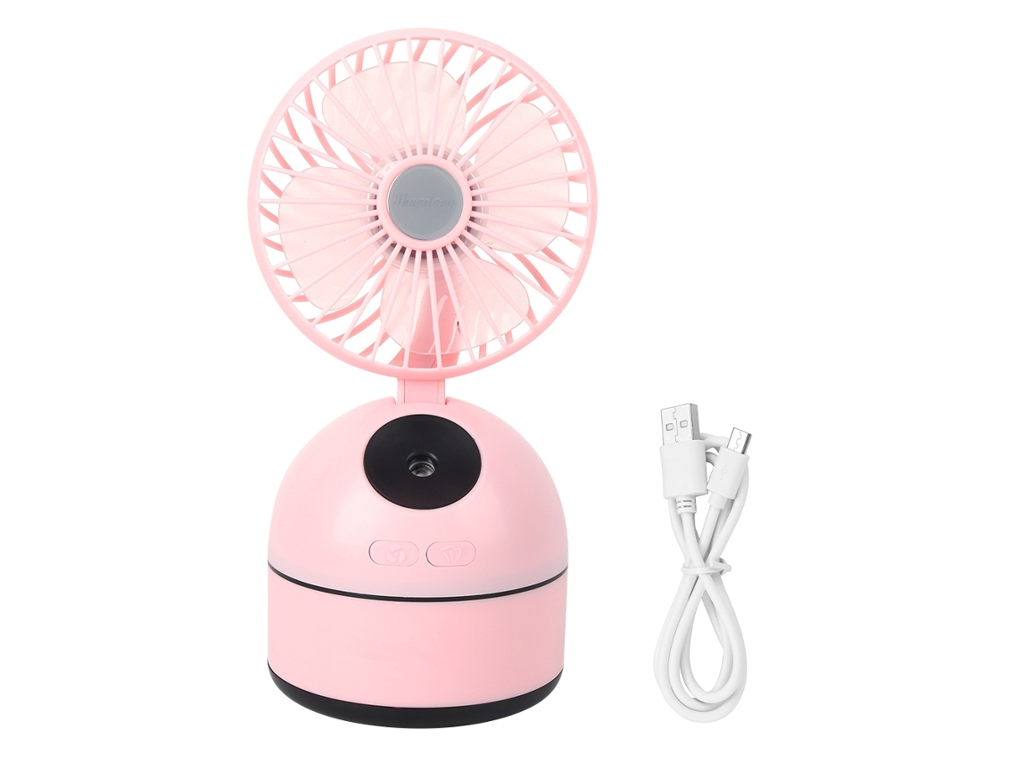 Vento Mini Desktop Usb Recarregável Rosa Dormitório Escritório