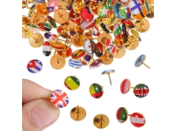 Tachinhas de Cortiça com Design de Bandeiras do Mundo, 200 Peças, em Aço e Epóxi, para Decorar Roupas e Quadros.