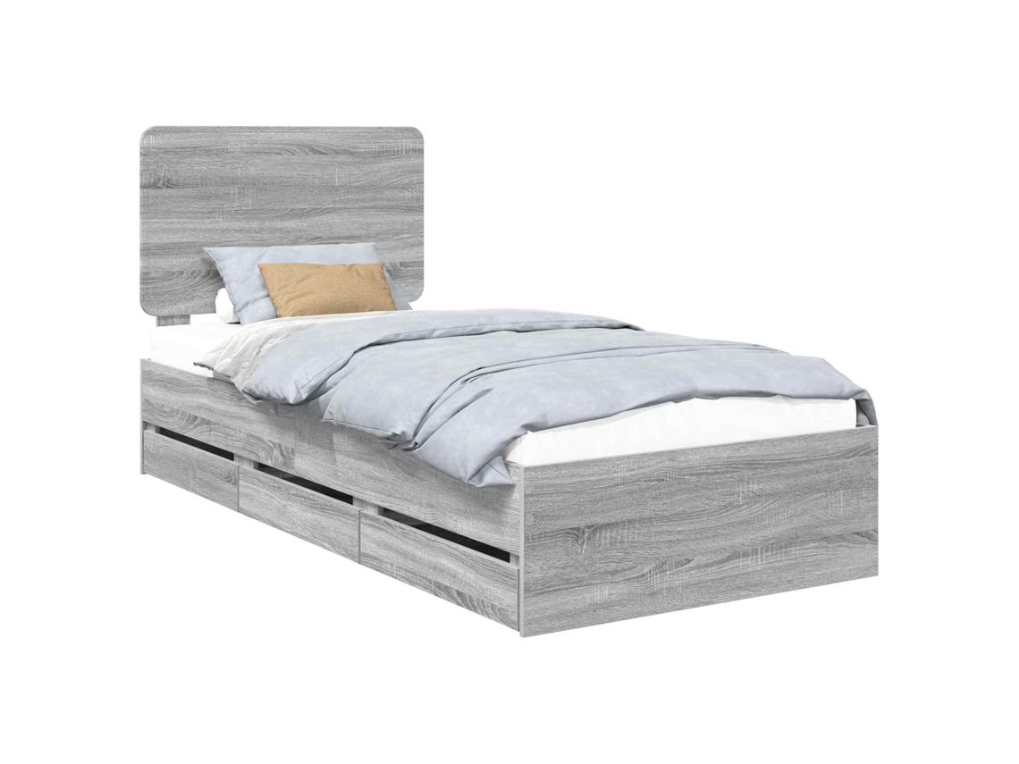 Estrutura de Cama com Gaveta MAISON EXCLUSIVE Cinza Sonoma 100 X 200 cm