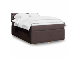 Vidaxl Cama Com Molas/colchão 140x190 Cm Tecido Castanho-escuro