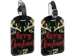 Conjunto De 2 Etiquetas Bagagem Em Couro Sintético Com A Inscrição Feliz Natal