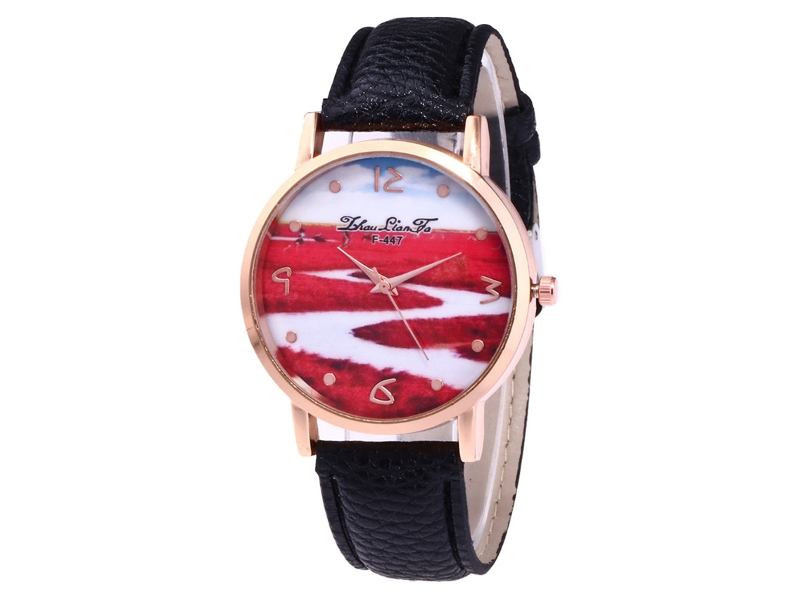 Reloj De Pulsera De Cuarzo Para Estudiantes Con Correa De Pu Dial Redondo Zhoulianfa Negro