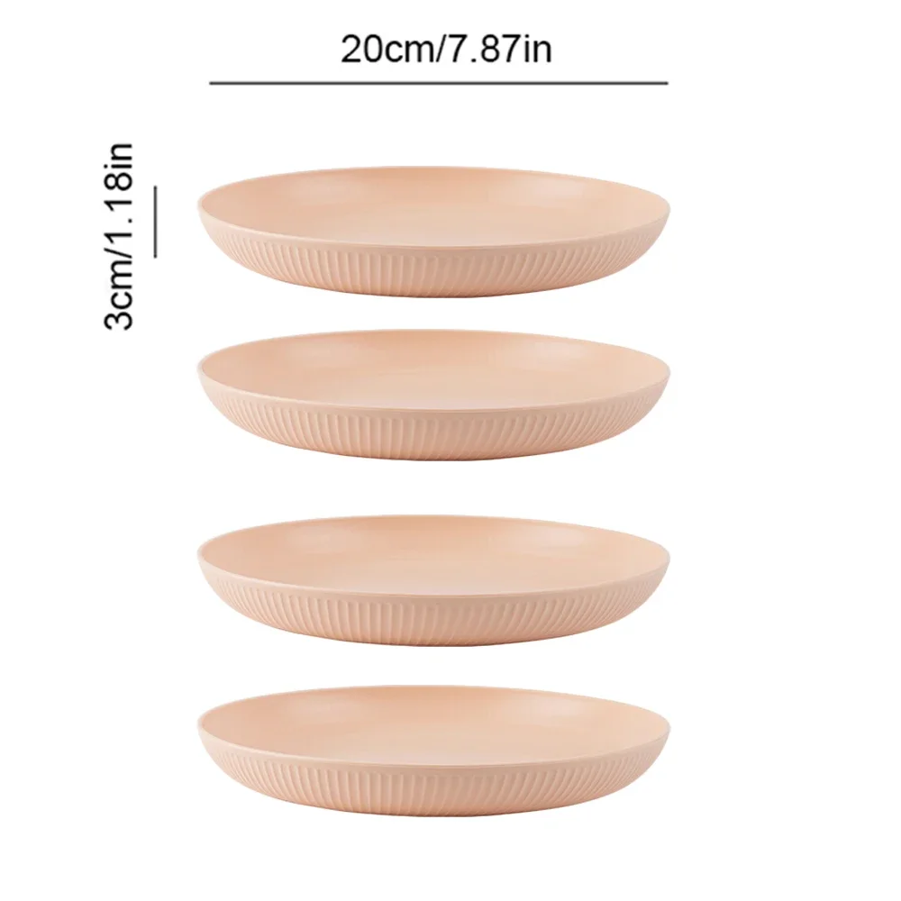 Pratos de Palha de Trigo Leves e Inquebráveis, Próprios para Lava louças e Micro ondas. MDUG (rosa, 4 Peças)