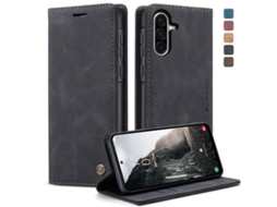 Capa Para Samsung Galaxy A56 Multifuncional Horizontal De Couro Preta