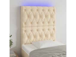 Vidaxl Cabeceira De Cama C/ Luzes Led Tecido 80x7x118/128cm Cor Creme