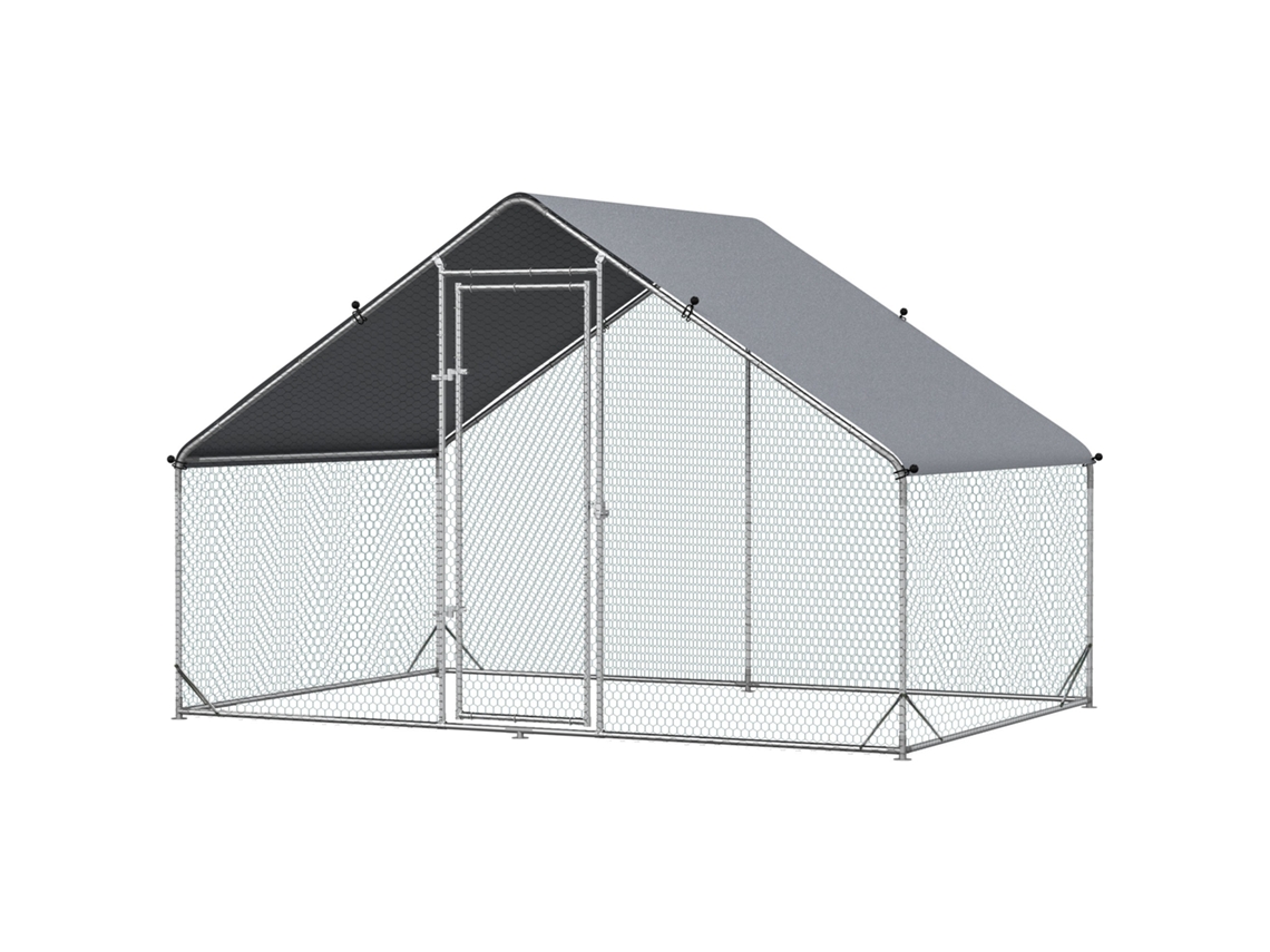 Canil e Aviário externo 6m² 3x2x2m com cercado, área coberta, aço galvanizado