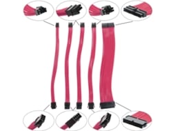5 St 18awg Nylon Sleeved Psu Power Atx 24pin / 8p Eps Pci E 8pin / 6p Pci E Set 30cm Cabo Slowmoose (44p)
