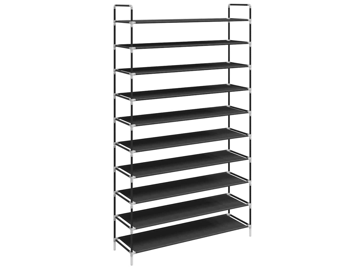 Sapateira com 10 Prateleiras de Metal e Tecido Preto MAISON EXCLUSIVE