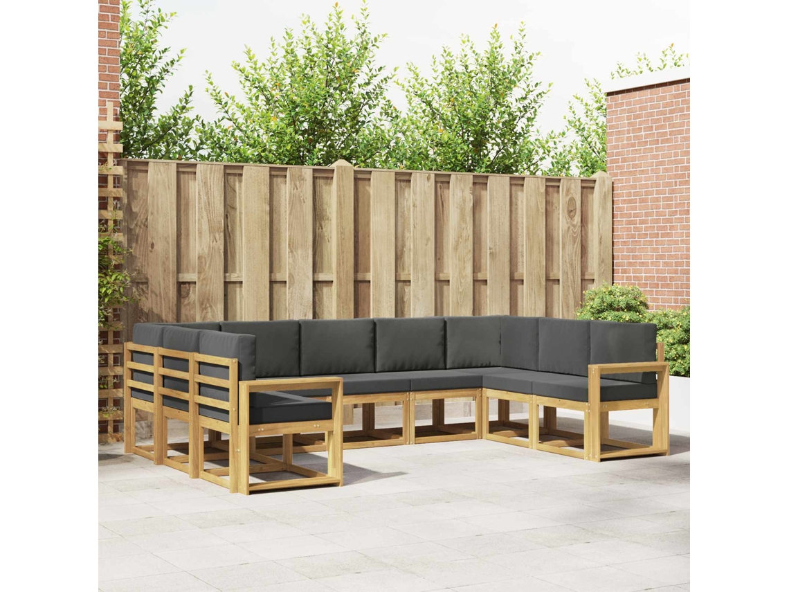 Vidaxl Conjunto De Sofás Para Exterior 9 Unid. Branco E Antracite