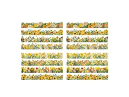 4 Folhas Adesivos de Flores Naturais para Scrapbook Diário Album Foto Caderno Planejador Amarelo