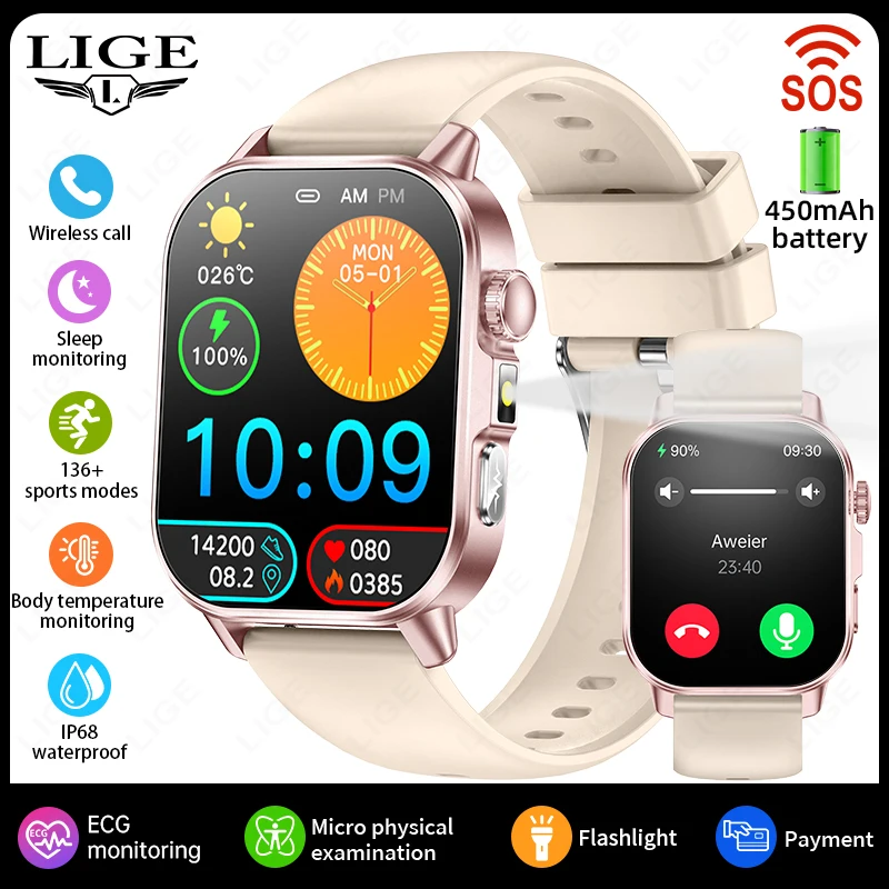 Smartwatch MDUG com ECG, fotopletismografia e chamadas Bluetooth