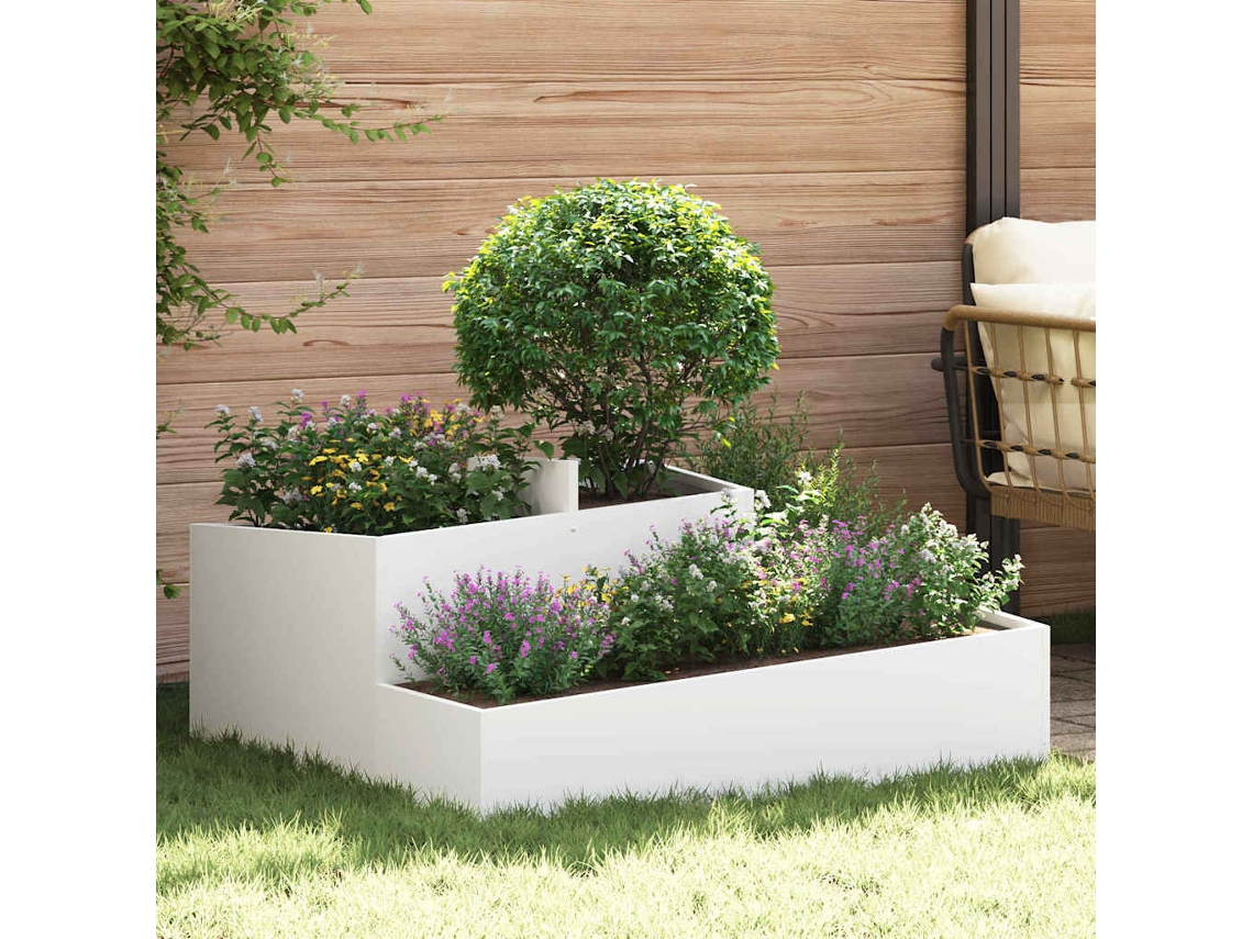 Vidaxl Vaso De Jardim Branco 100 X 100 X 50 Cm Aço Laminado A Frio