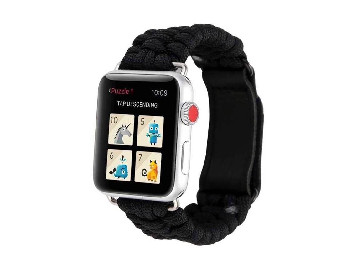 Bracelete Pulseira Fio Entrançado para Apple Watch Series 8 41Mm Preto