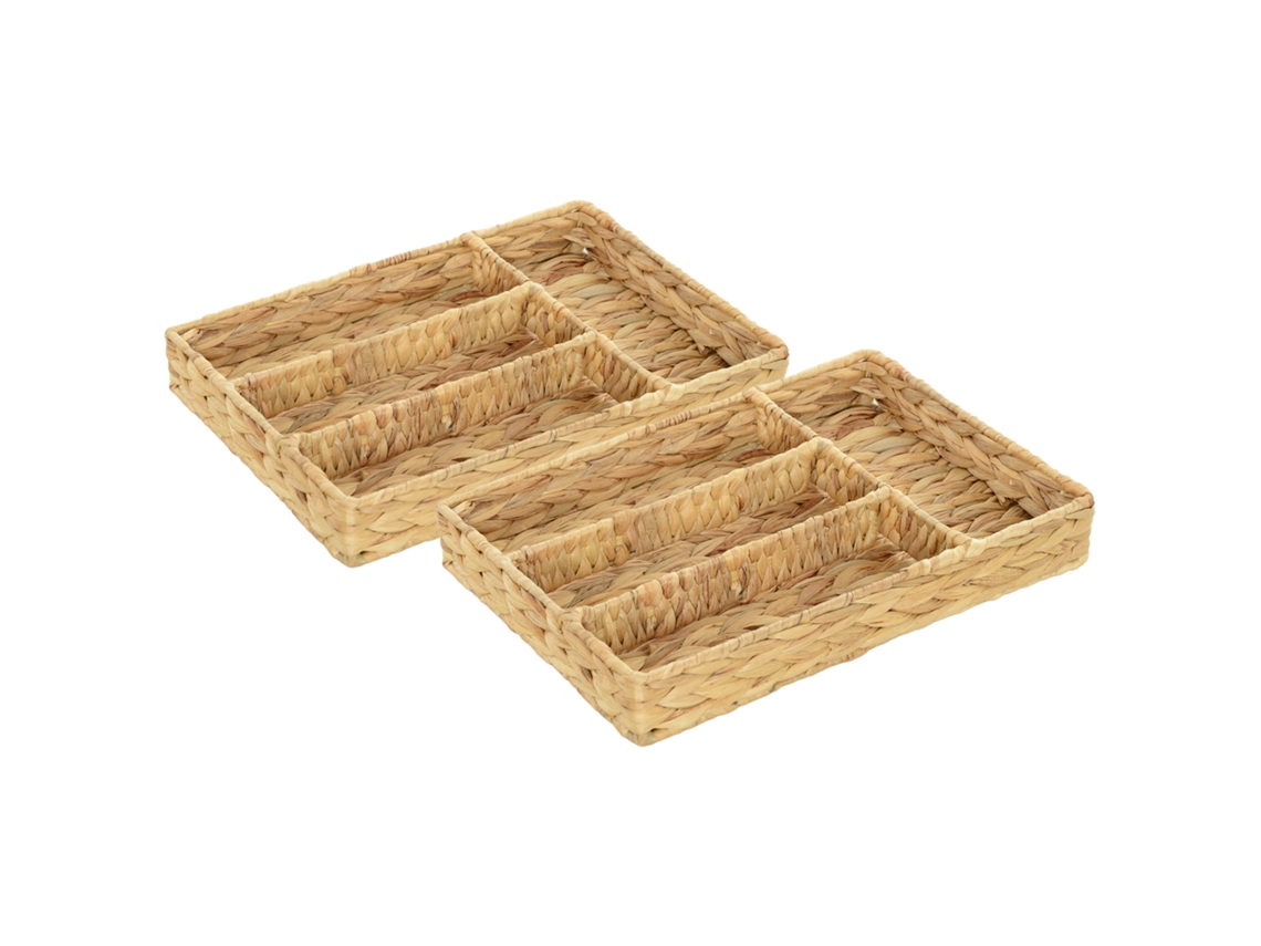 Conjunto De 2 Cestos Organizadores Com Compartimentos Para Guardar Objetos, Ideais Para Sala De Estar, Cozinha E Quarto.
