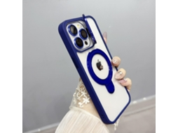 Suporte Casa Magsafe Para Iphone 15 Pro Max Pele Sintética Azul