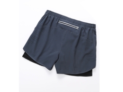 Bermudas Esportivas Masculinas 2 Em 1 Com Camada Interna Bolso Zipper Secagem Rápida Para Corrida Treino
