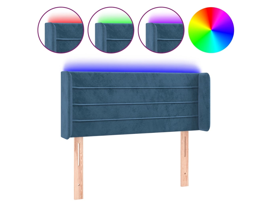 Led Headboard, Led Headboards Vidaxl Azul Veludo (93 X 16 X 78/88 Cm)