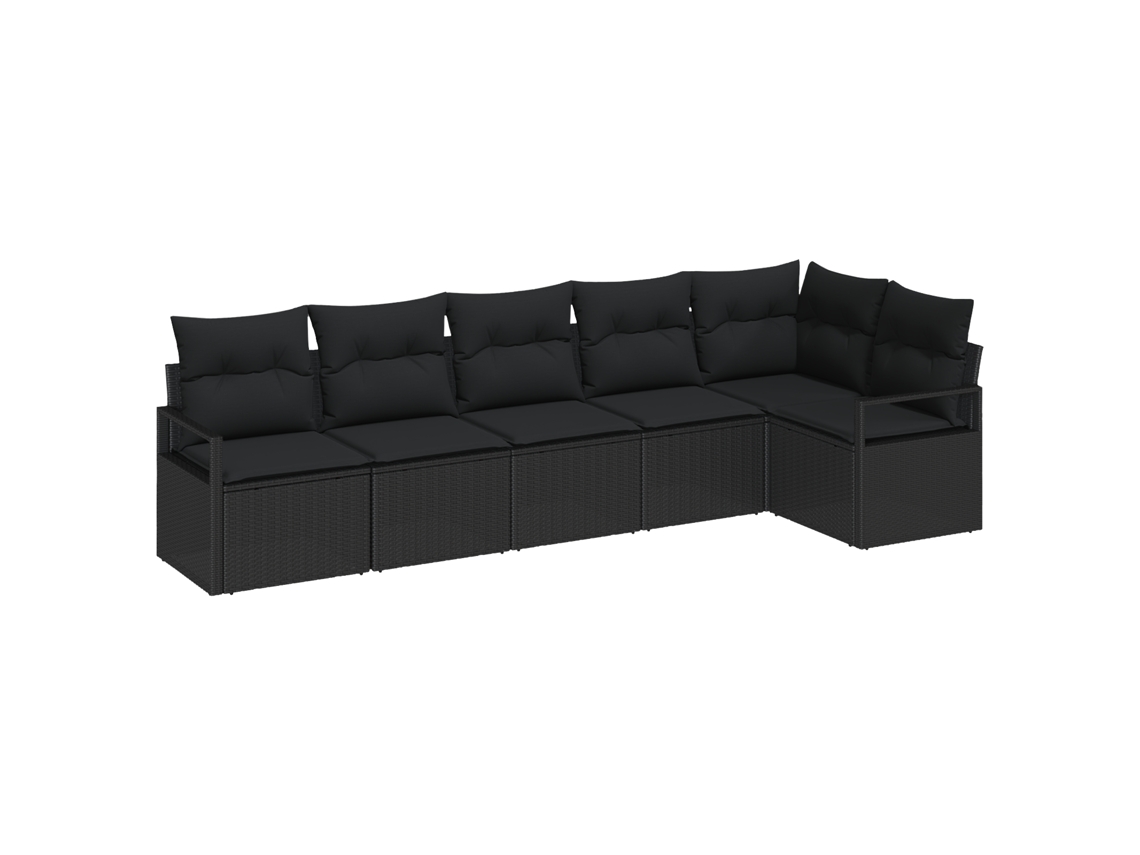 Conjunto 6 Conjunto De Móveis Para Exterior Vidaxl Preto Vime Pe (287 X 122 X 85 Cm)