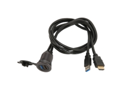 Cabo Usb 3.0 Macho para Fêmea Embutido Carro, com Revestimento Metálico, Montagem no Painel, Interface Multimídia Hd 4kx2k Suporte e Luz Led AQUAFORGE