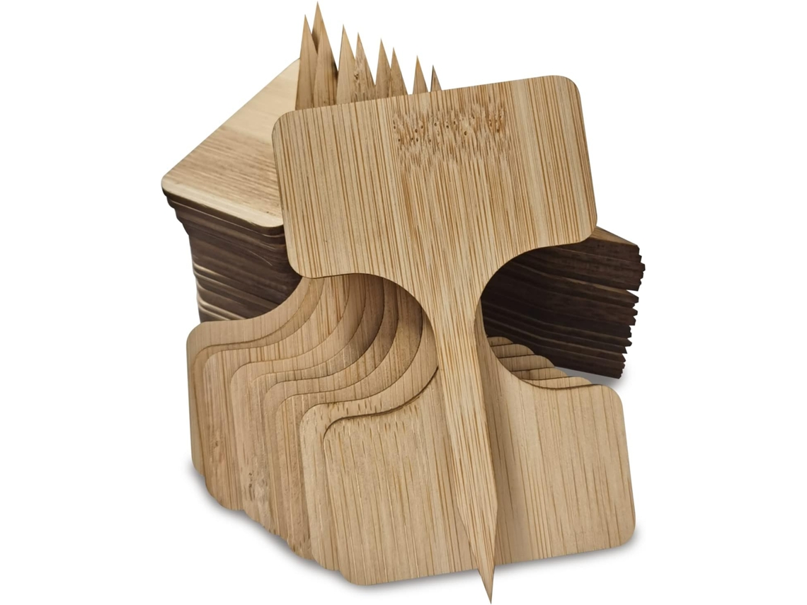 Conjunto de 30 marcadores de bambu em formato T para jardim AQUAFORGE