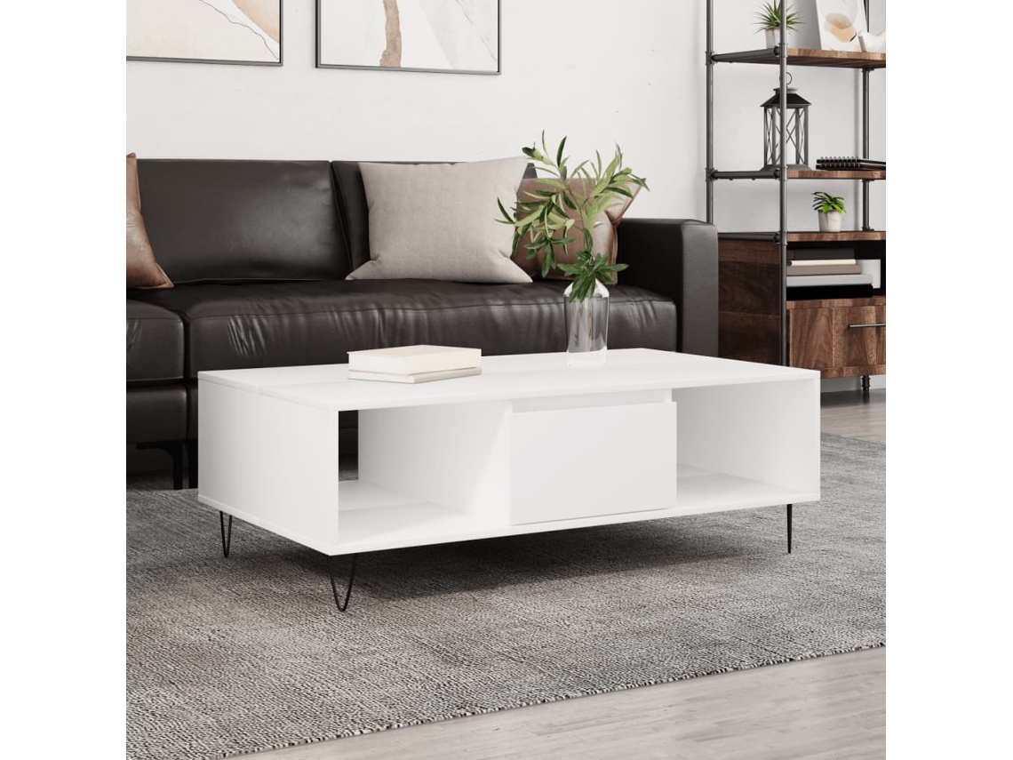 Mesa De Centro 104x60x35 Cm Derivados De Madeira Branco Lovely Home